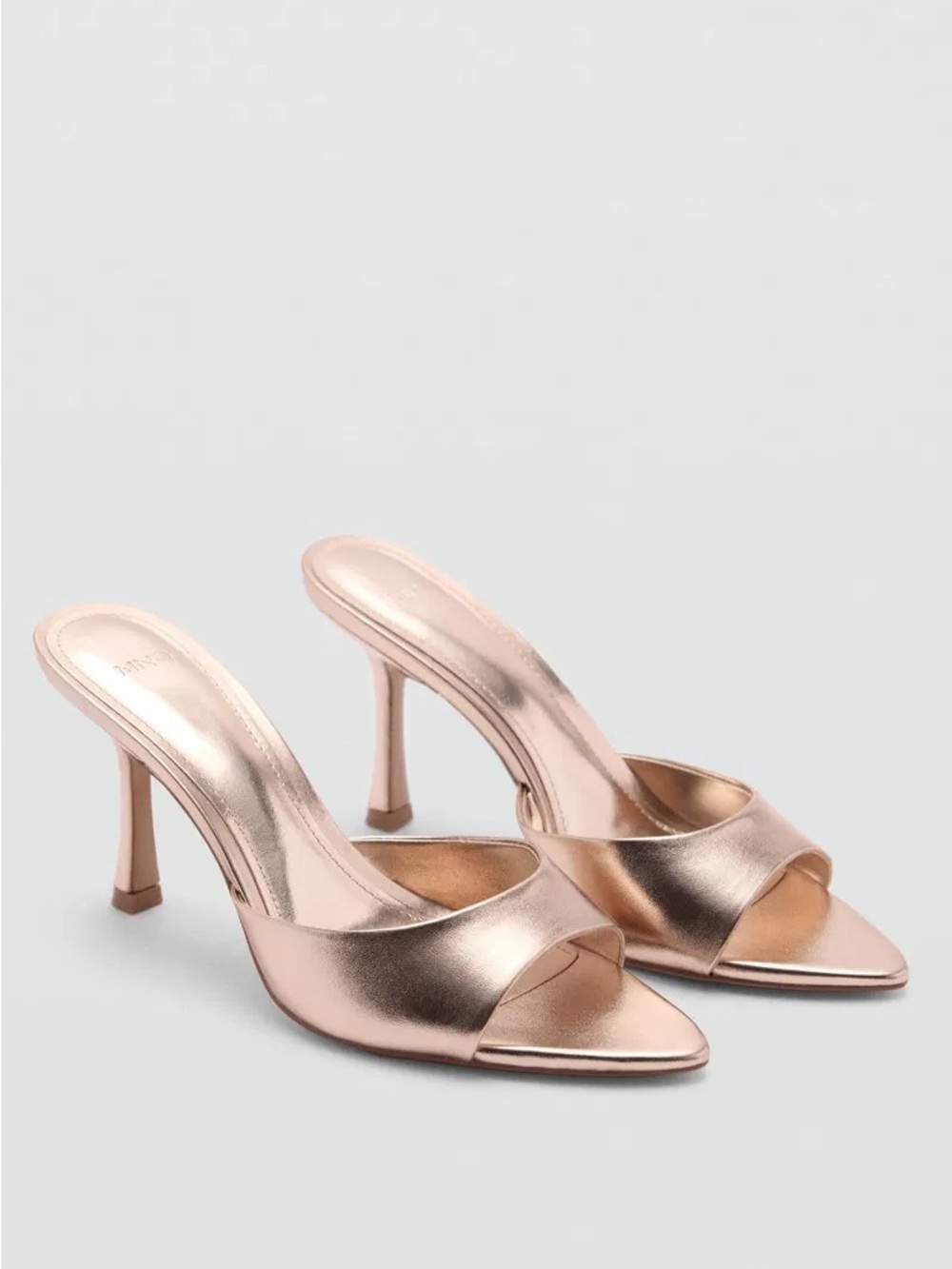 Metallic Open-Toe Mule Heels
